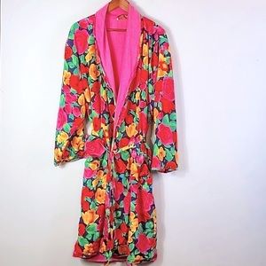 🎉2xHP‼️🎉EUC VICTORIA'S Secret Vintage Terry Lined Floral Robe 1 Sz Fits Most
